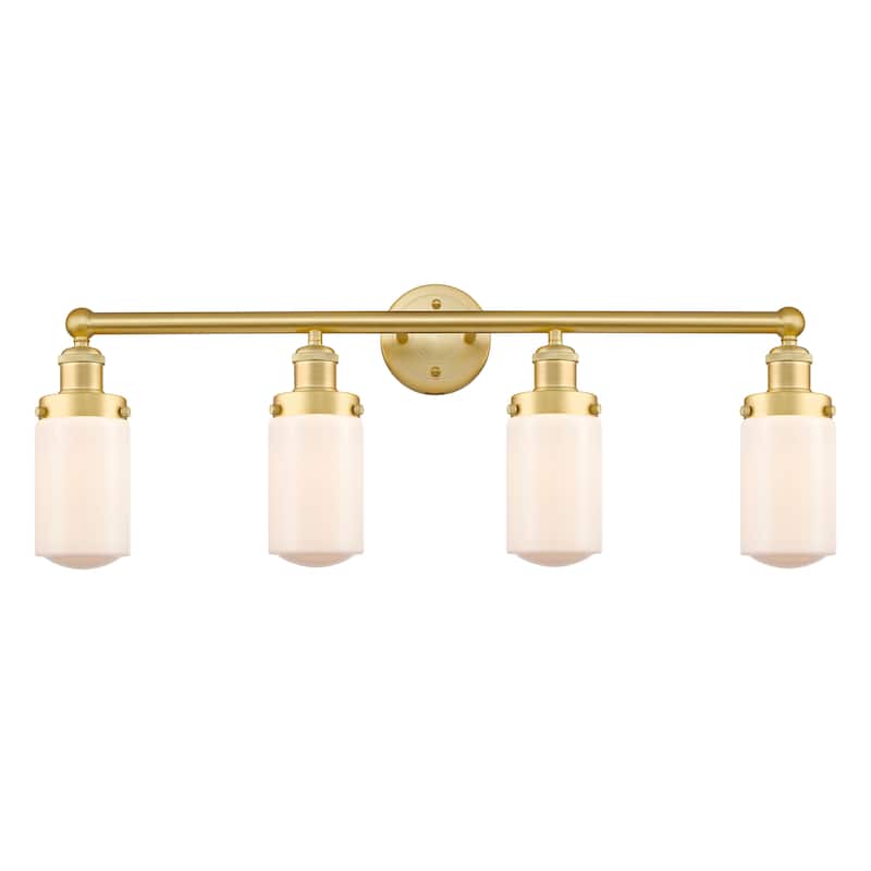 Innovations Lighting Dover - 4 Light 34" Bath Vanity Light - Satin Gold/Matte White