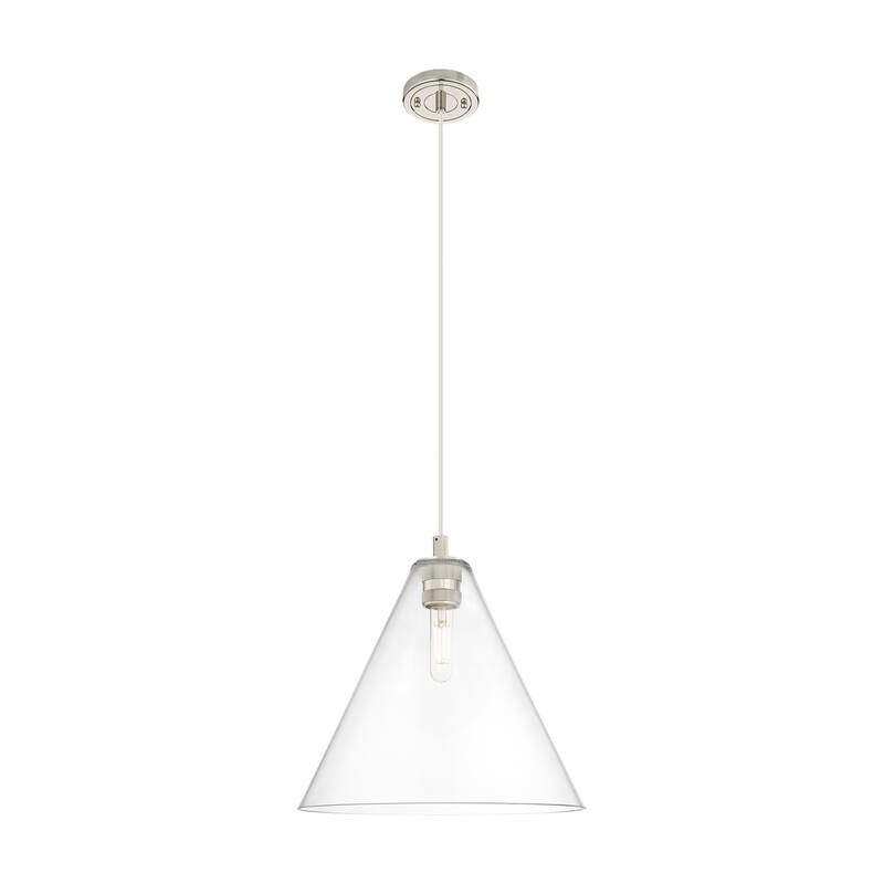 Innovations Lighting Downtown Urban - Crown Point - 1 Light 16" Berkshire Cord Hung Pendant - Clear/Polished Nickel