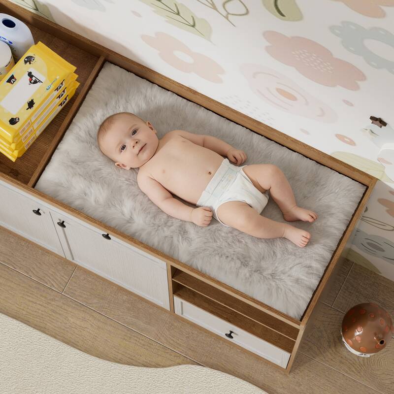 Changing Table Dresser with Drawers and Shelves