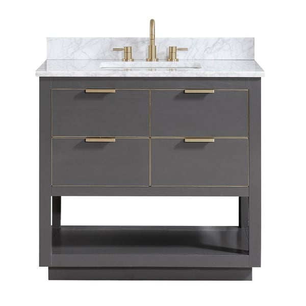 Avanity ALLIE-VS37 Allie 37" Free Standing Single Vanity Set with Wood Cabinet, Marble Vanity Top and Vitreous China Undermount