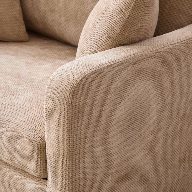 45.3"W Modern Chenille Leisure Chair, Reading ArmChair with 3 Pillows