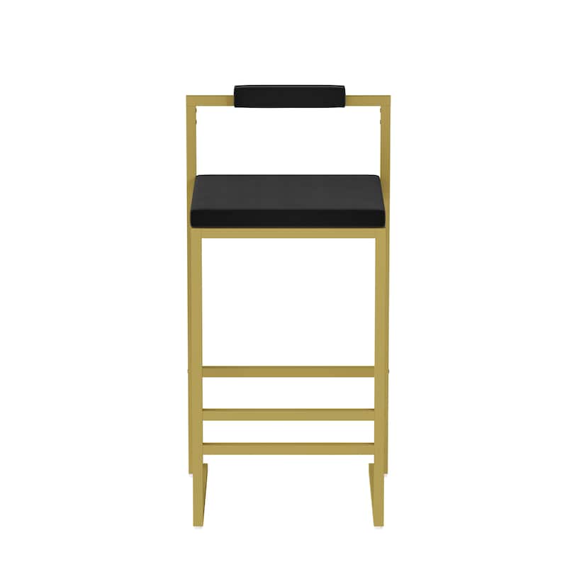 Modern Design in Gold Frame Velvet Upholstered Bar Stools Set of 2