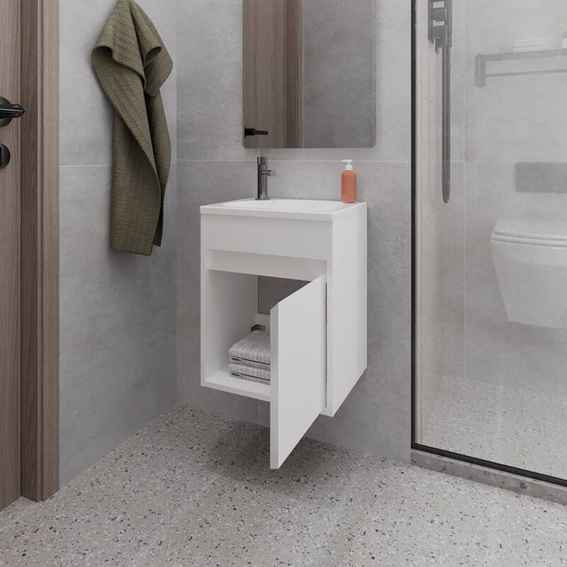 15.6" Wall Mounted Bathroom Sink Set with Cabinetry