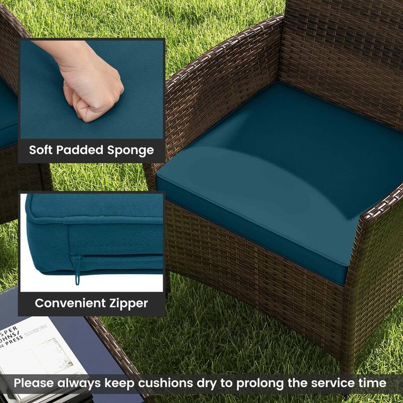 Costway 4 PCS Patio Furniture Set with Washable Cushions and Tempered - See Details