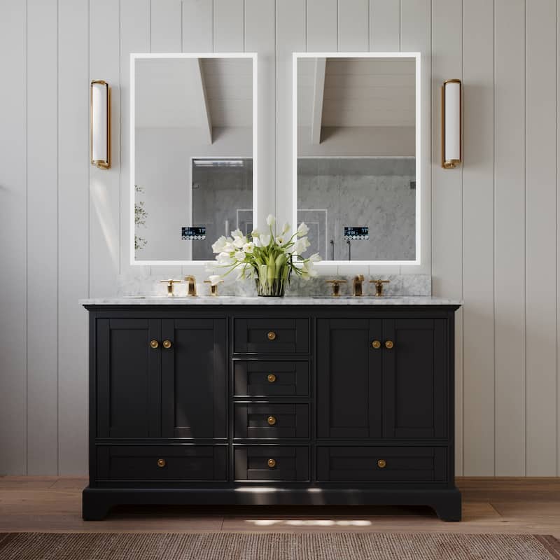 Ancerre Designs Audrey Bathroom Vanity Set - 60" - Black Onyx