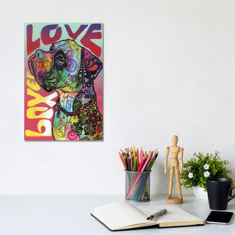 iCanvas "Boxer Love" by Dean Russo Canvas Print - 12x8x0.75