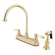 preview thumbnail 1 of 8, Kingston Brass Restoration Centerset Kitchen Faucet Polished Brass
