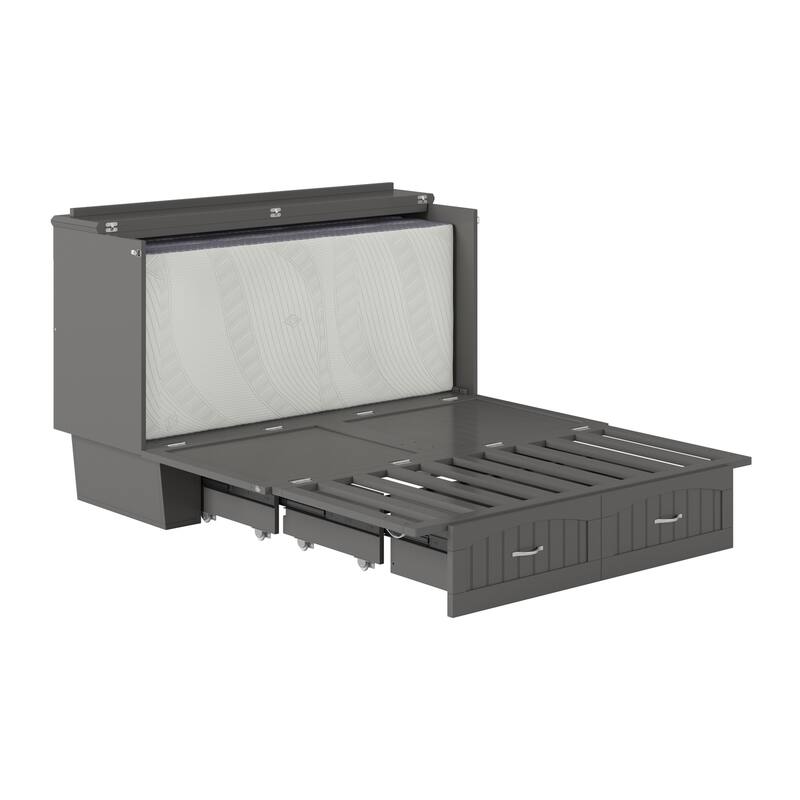 Murphy Bed Chest - Storage Drawer & USB Charger - Space Saving Furniture