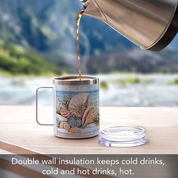 Coastal Shore Double Wall Stainless Steel Mug with Lid 12 oz. Manufactured  in the USA - Bed Bath & Beyond - 42744109
