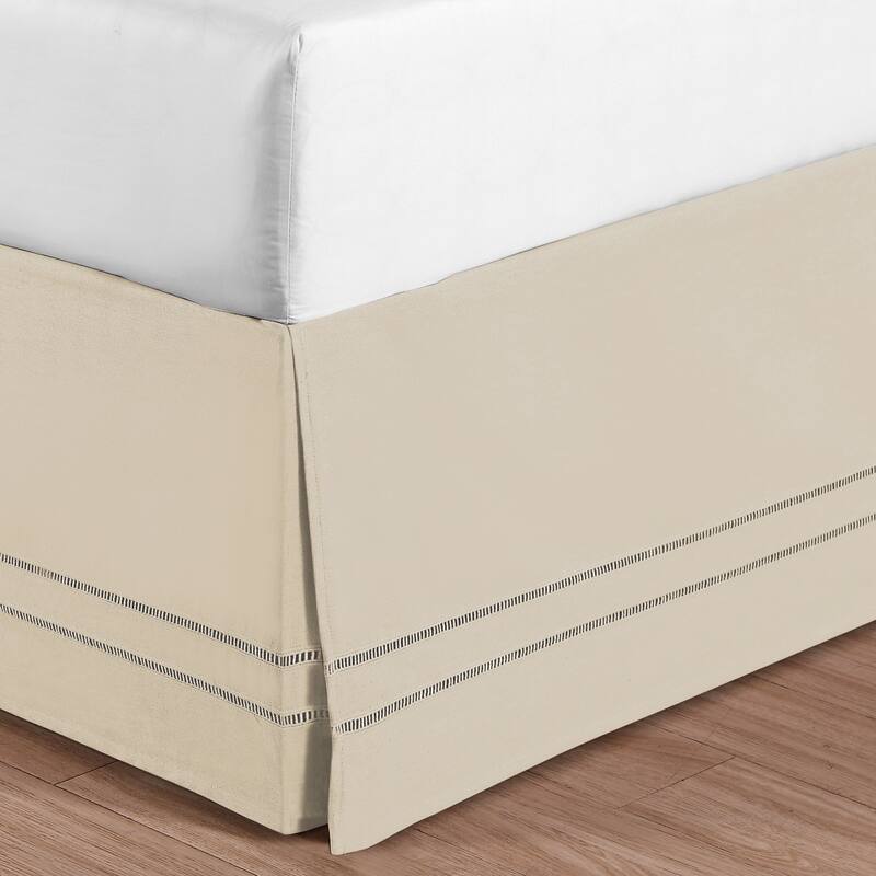 Linenweave Hemstitch 15 Inch Bed Skirt - Twin - Stone