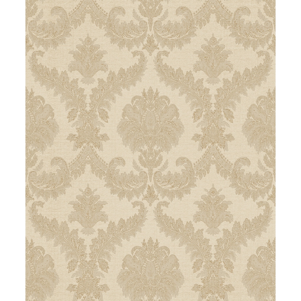 Galerie Wallcoverings Cottage Chic Damask Vinyl on Non-woven Metallic Wallpaper Roll