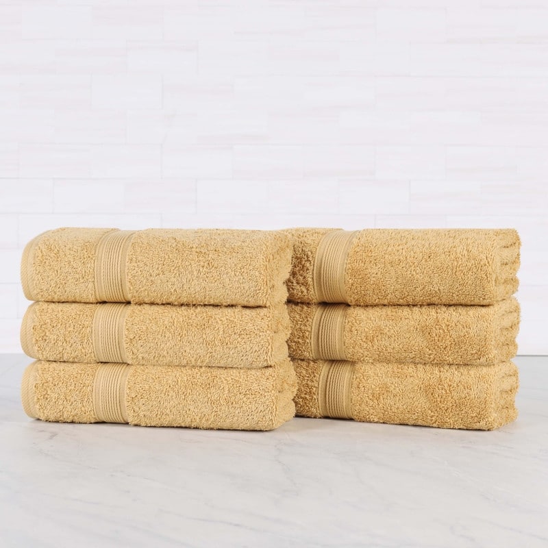 Superior Oregon Organic Cotton Solid Hand Towel, Set of 6 - Gold