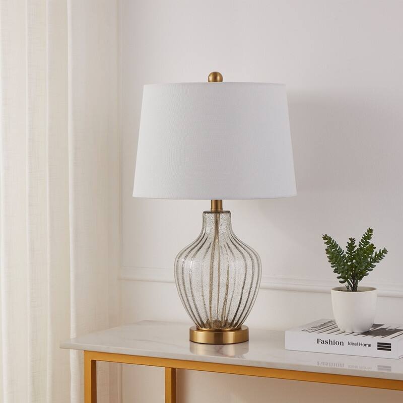 KAWOTI 23 inch Glass Table Lamp with Empire Lamp Shade - W14" * H 23"