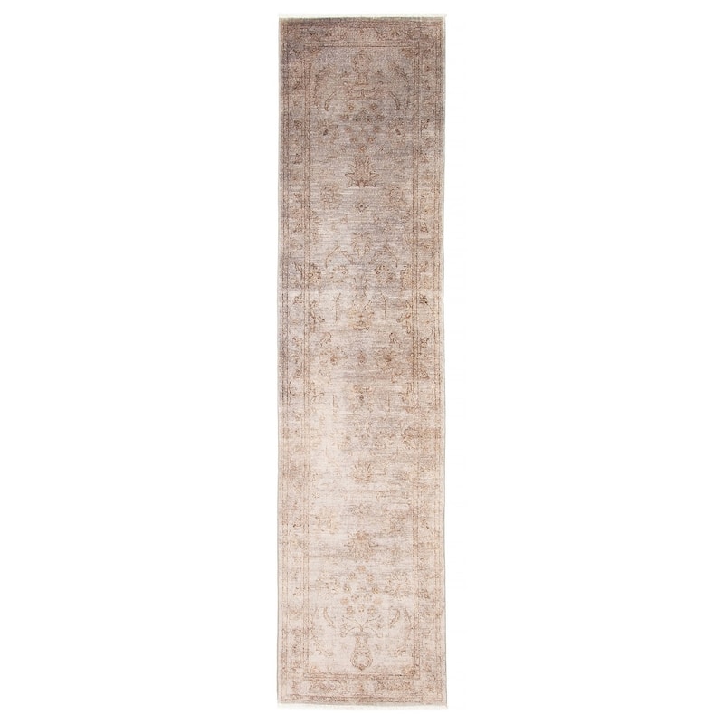 ECARPETGALLERY Hand-knotted Vibrance Grey Wool Rug - 2'4 x 9'8 - Grey - 2'4 x 9'8