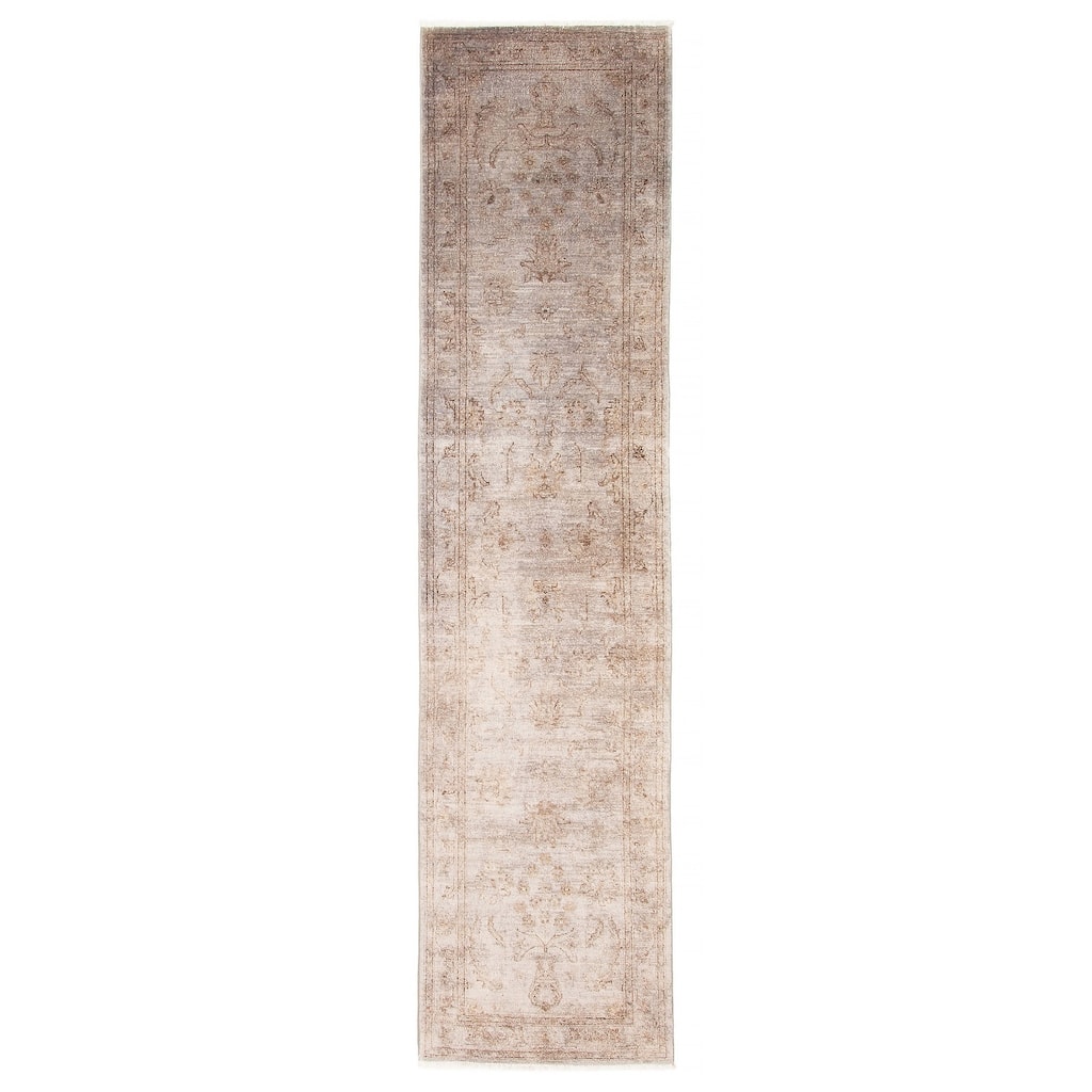 ECARPETGALLERY Hand-knotted Vibrance Grey Wool Rug - 2'4 x 9'8