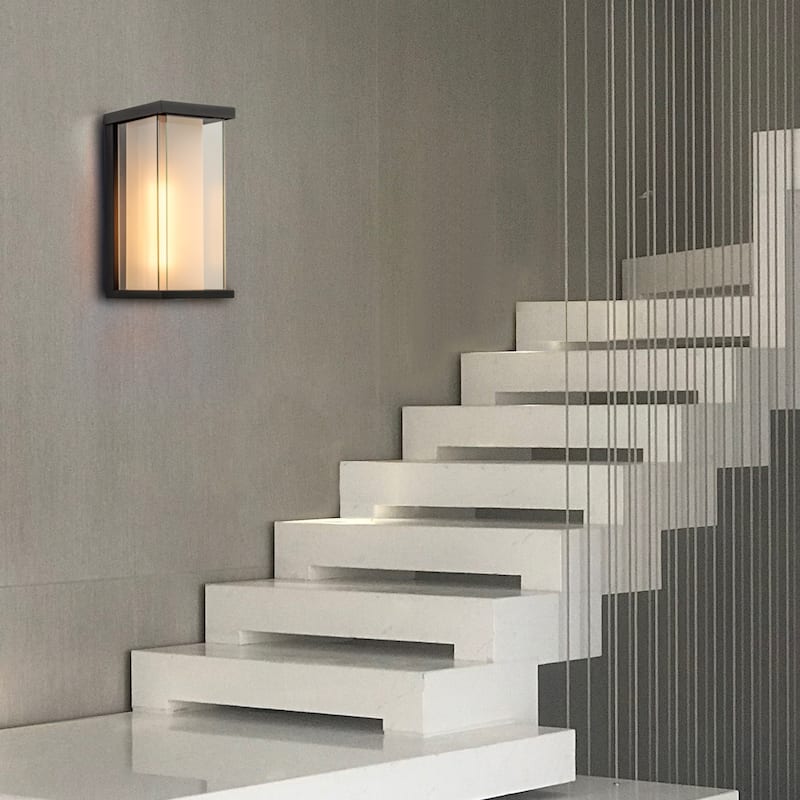 12.8"H Mate Black Outdoor Wall Sconce with Acrylic Glass - Standard