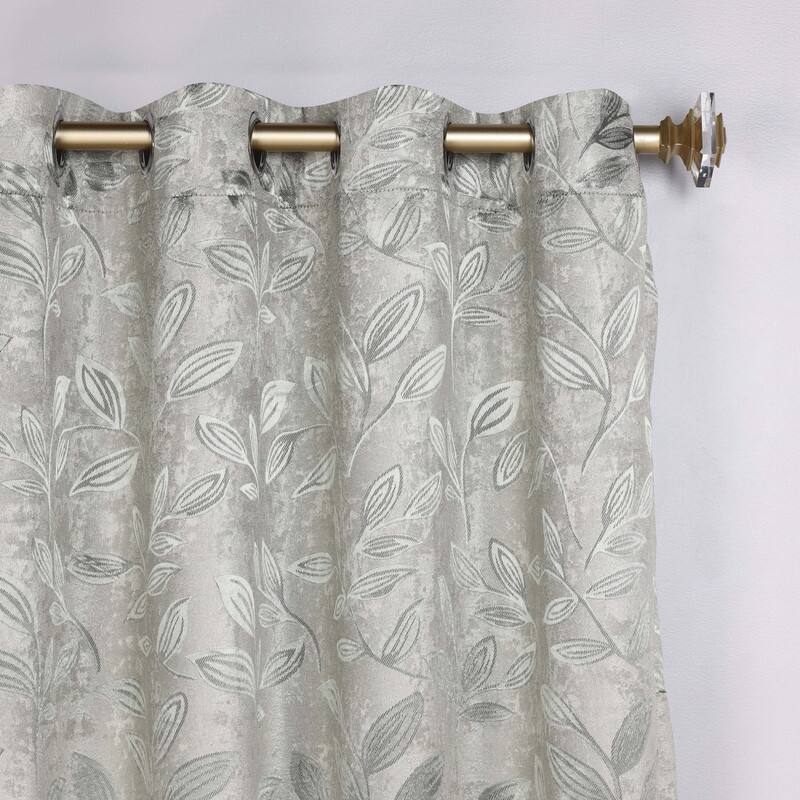Superior Leaves Machine Washable Room Darkening Grommet With Ties Blackout Curtains, Set of 2
