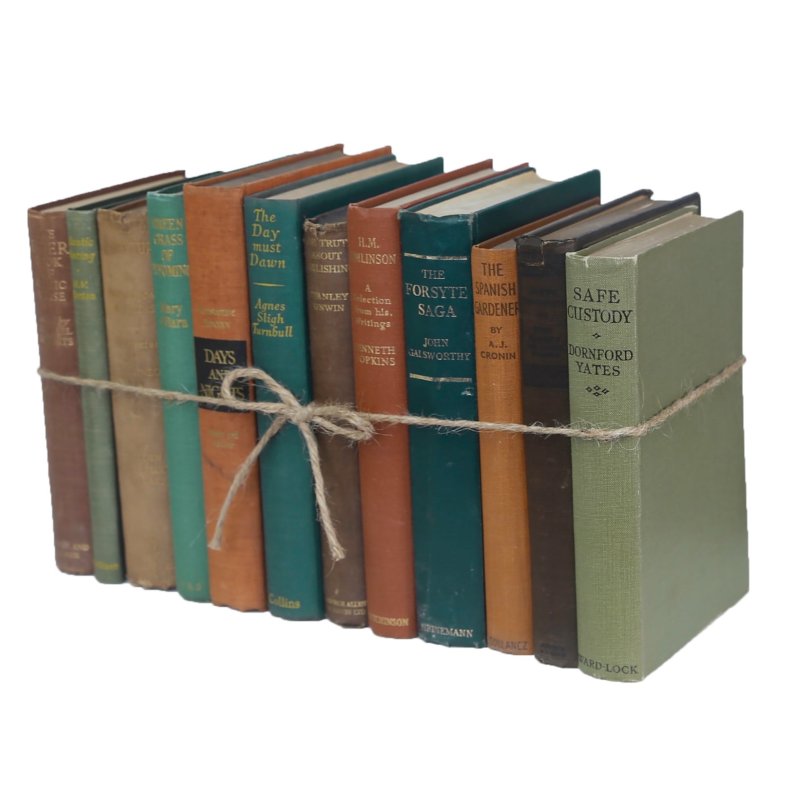 Decorative Books - Vintage Cabin Book Bundle - 1 Foot of Brown and Green Books