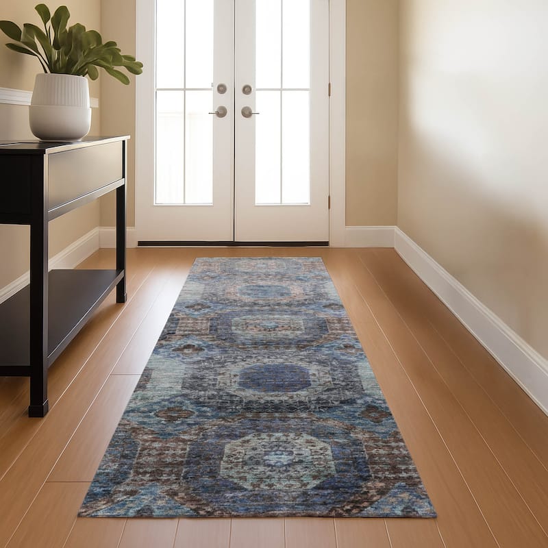 Premium Washable Super Soft Vintage Traditional Mayfield Rug - Teal - 2'3" x 7'6"