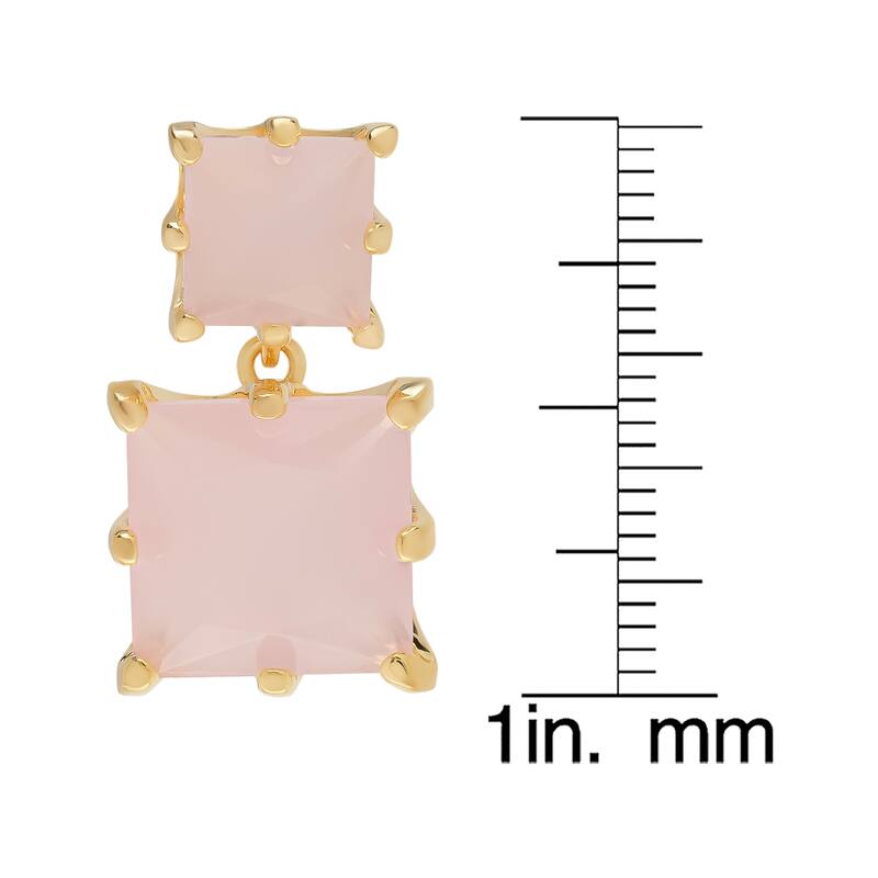Victoria Townsend Gold Plated Simulated Rose Quartz Double Square Stud Earrings