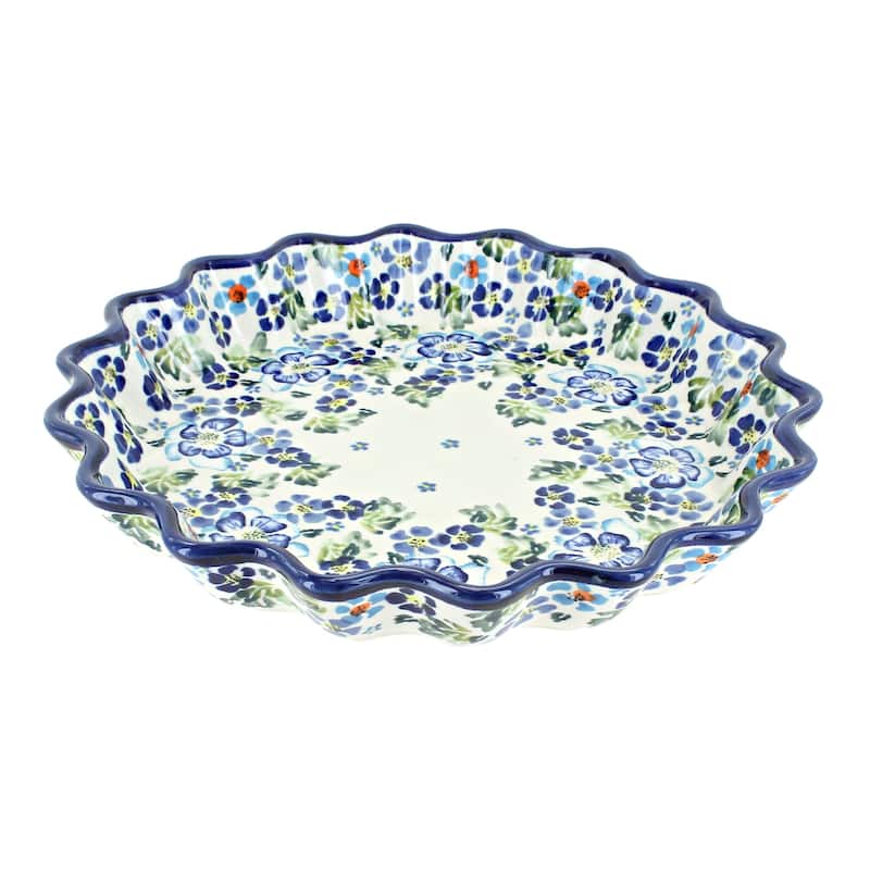 Blue Rose Polish Pottery 1331 Zaklady Scallop Quiche Dish