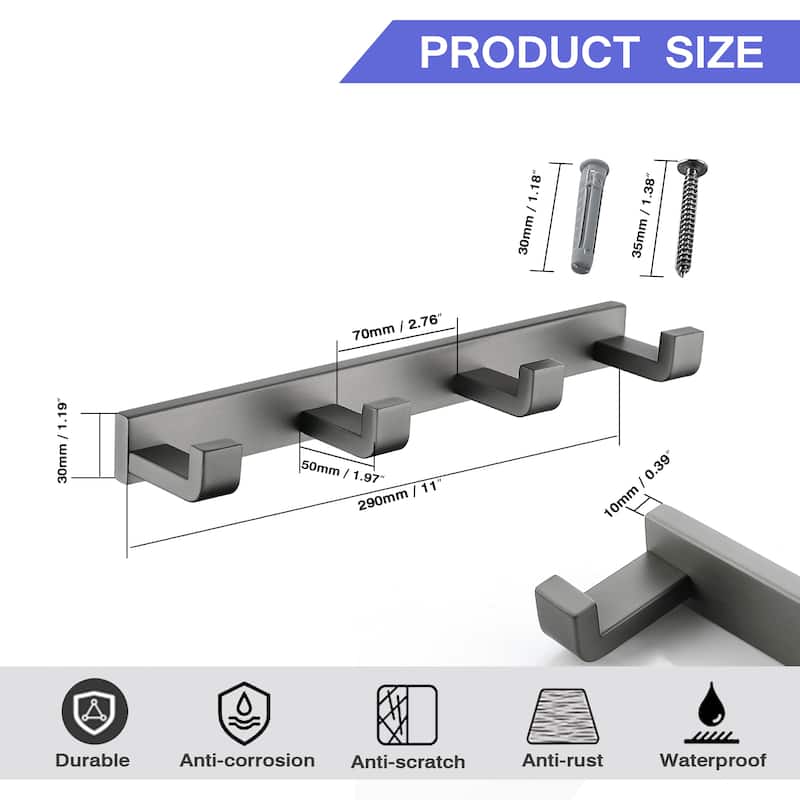 Heavy-duty Stainless Steel Towel Hook With 4 Hooks