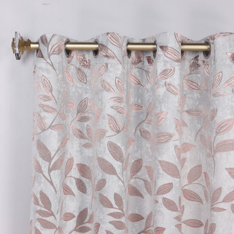 Superior Modern Bohemian Leaves Room Darkening Curtains with Grommets