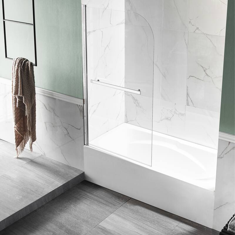 Myth 28 in. x 56 in. Frameless Tub Door with TSUNAMI GUARD