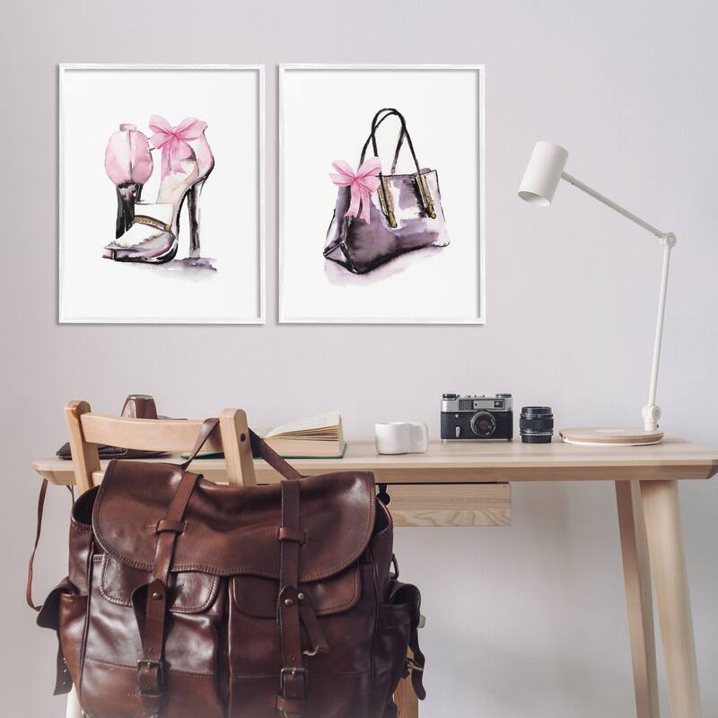 Stupell Luxury Shoes & Handbag Framed Giclee Art Design By Stella Chang (Set of 2)