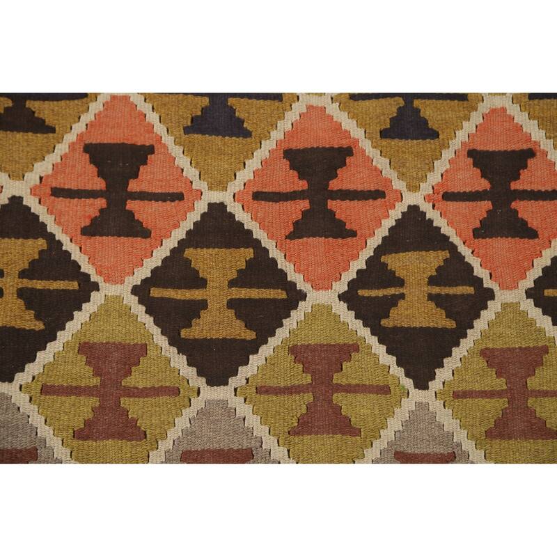 Trellis Kilim Qashqai Persian Accent Rug Flatweave Wool Carpet - 3'5" x 5'10"