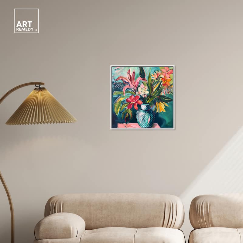 Art Remedy Vase Of Tropical Flowers Framed Flowers In Vase Paintings