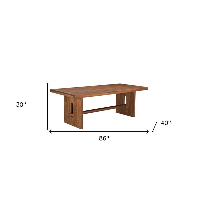 HomeRoots 86" Brown Wood Trestle Base Dining Table - 86.00 in. x 30.00 in. x 40.00 in.