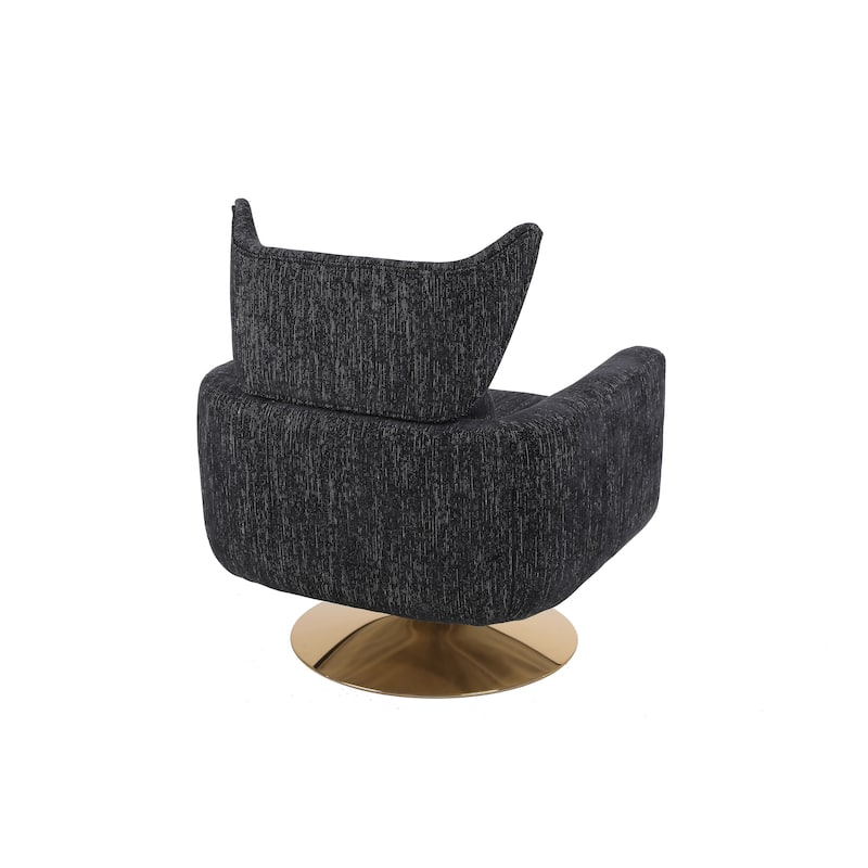 Black 29.9" Swivel Accent Chair with Pillow