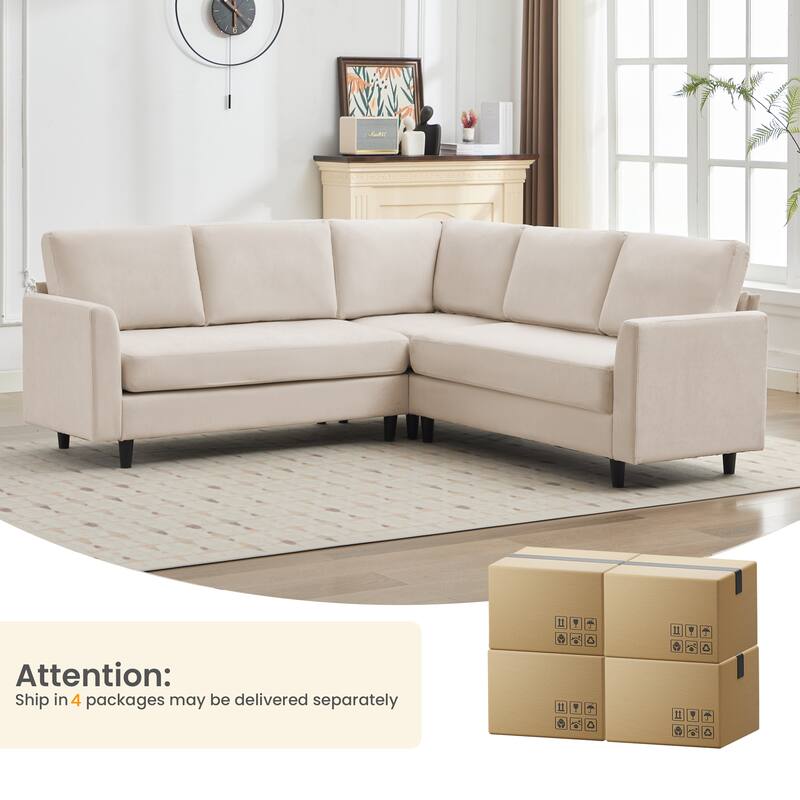 Snow Velvet Sectional Sofa