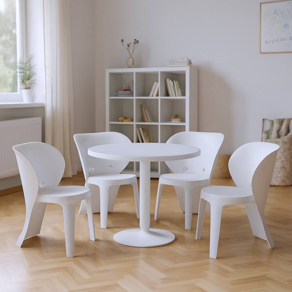 HomeRoots Set Of Four White Heavy Duty Plastic Juvenile Chairs - 15.70 in. x 21.90 in. x 18.90 in.