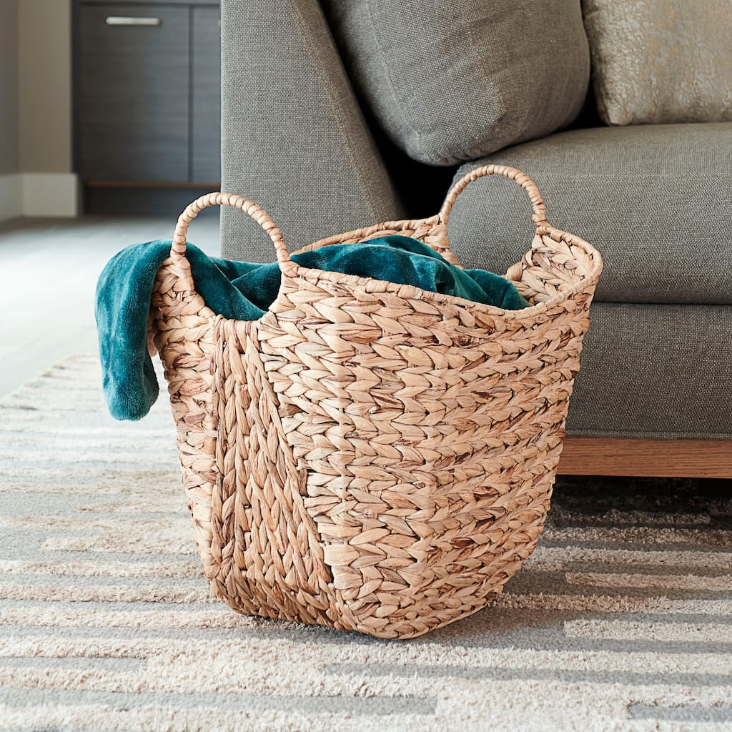 Household Essentials Tall Water Hyacinth Wicker Basket with Handles