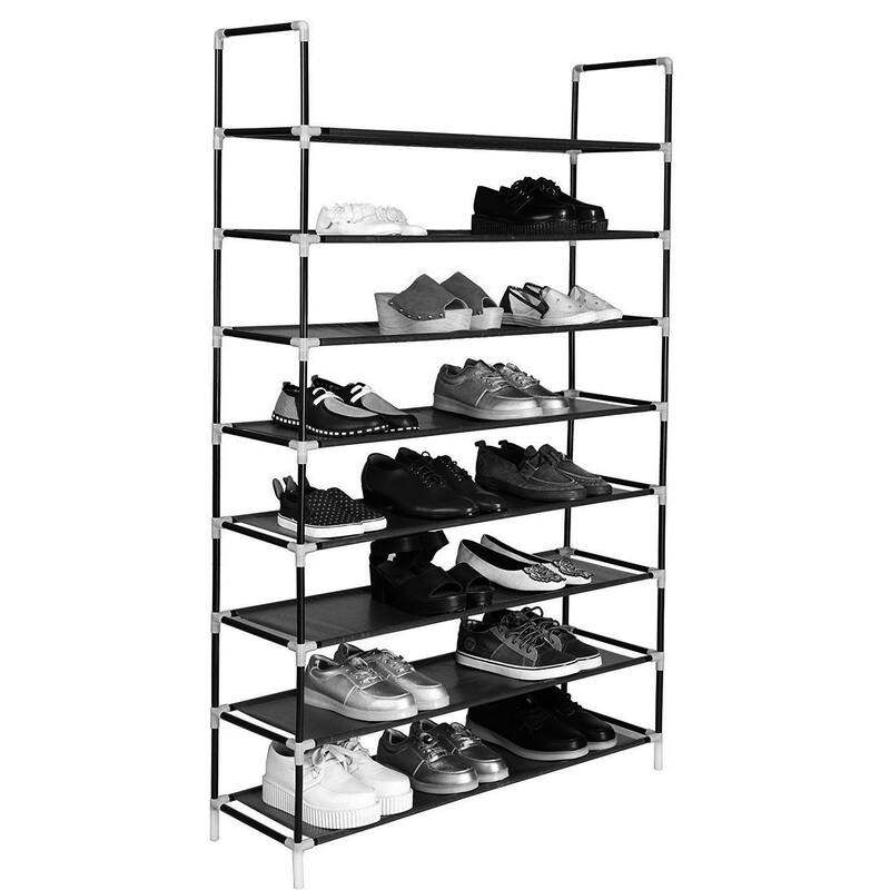 3/5/6/8/9/10-tier Extra-wide Metal/Non-woven Fabric Shoe Rack - 6-Tier-Black