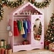 preview thumbnail 6 of 18, Gymax Kids Dress Up Storage w/ Mirror Roofed Wardrobe Closet w/ Open