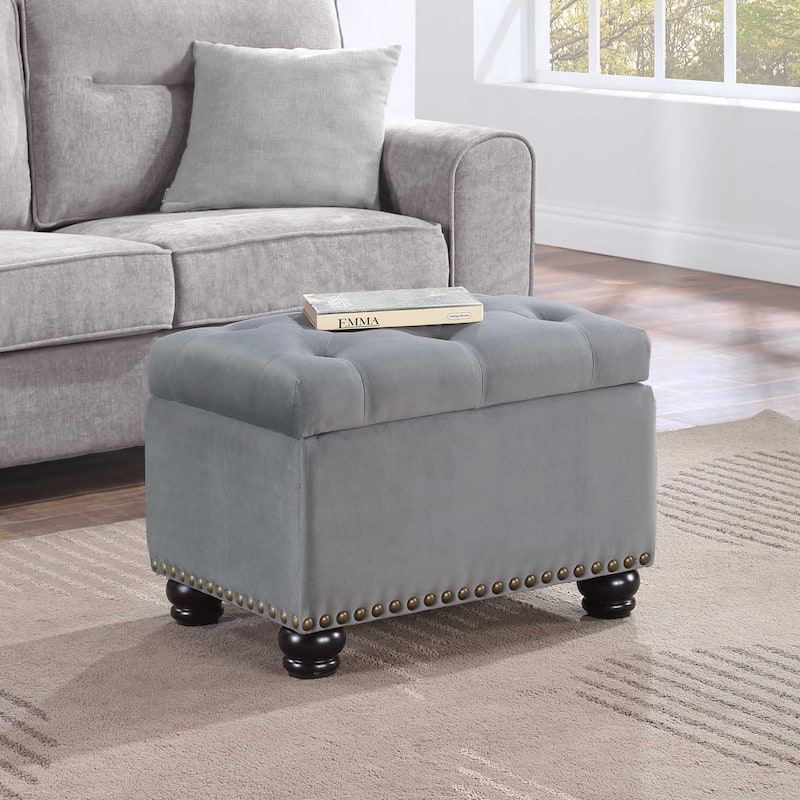 Convenience Concepts Designs4Comfort 5th Avenue Storage Ottoman - Grey velvet