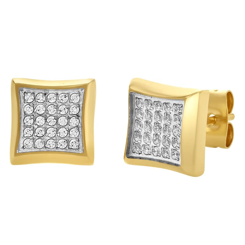 Steel Nation Stainless Steel Cubic Zirconia Earrings - White - White - D