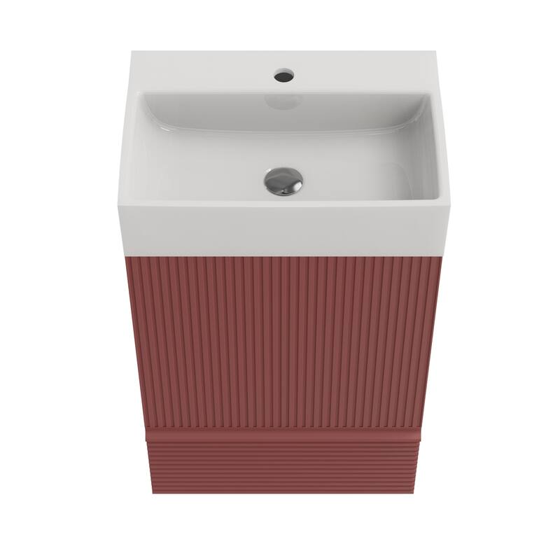 20" Striped Bathroom Vanity with Ceramic Sink