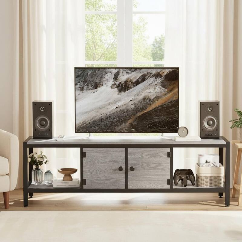 TV Entertainment Center, with Storage Space - Grey - 58 in