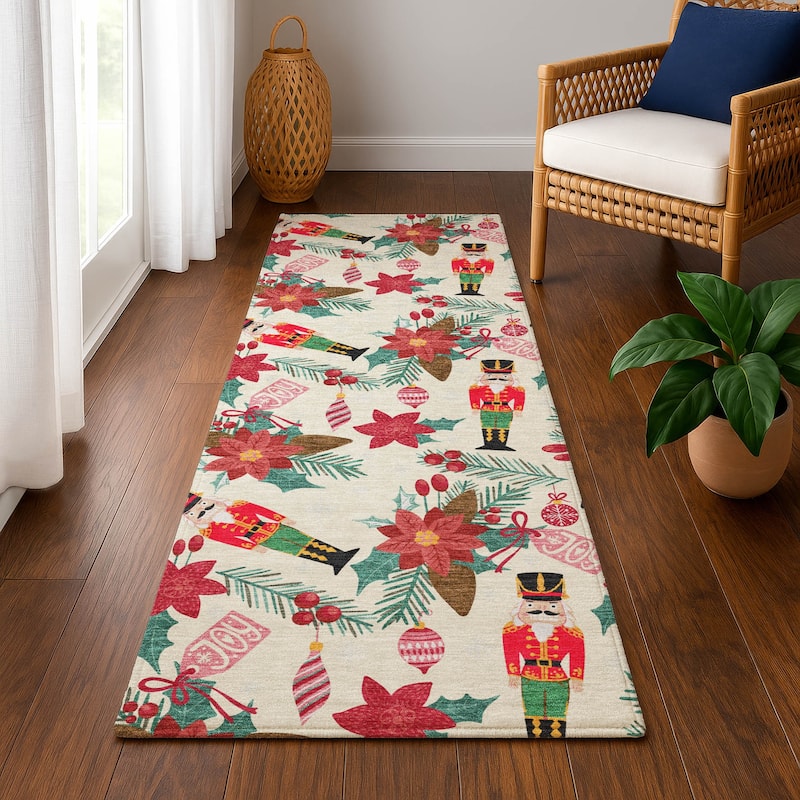 Premium Washable Super Soft Holiday Nutcracker Mayfield Rug - Ivory - 2'3" x 7'6"