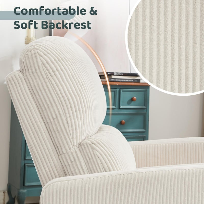 Swivel Manual Recliner Chair Teddy Fabric Nursery Glider Rocking Recliner Set of 2