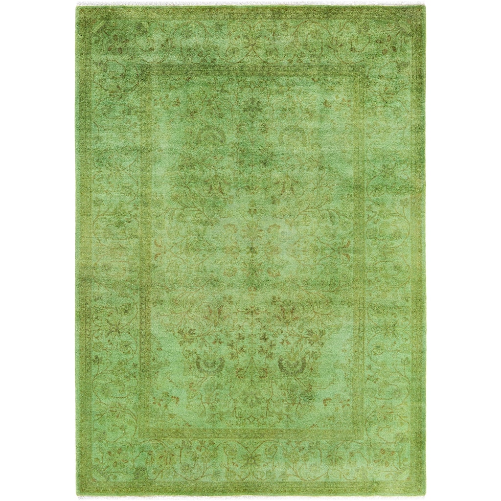 Overdyed One-of-a-Kind Hand-Knotted Area Rug - Green - 4' 9" x 6' 7"