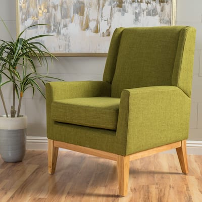 Green Modern 27.5" Upholstered Accent Chair with Wide Cushion and Wood Legs for Living Room