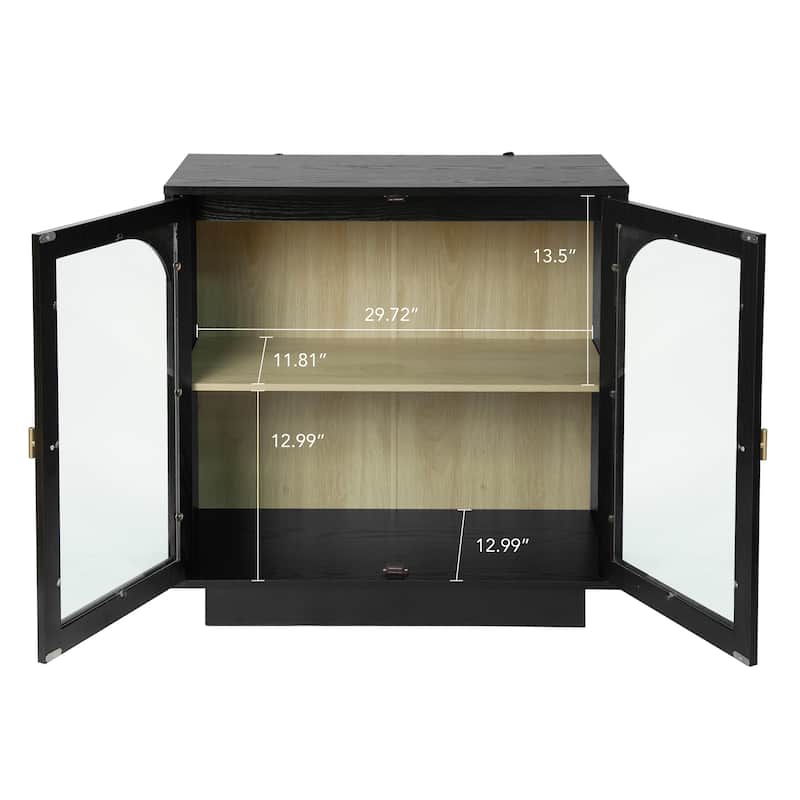 Roomfitters Storage Cabinet with Acrylic Glass Doors, Modern Display Organizer for Living Room