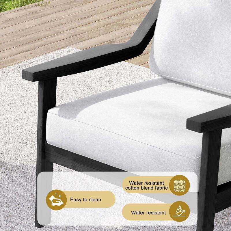 Outdoor Patio Club Chair Arm Lounge Cushion Chair (Set of 2)