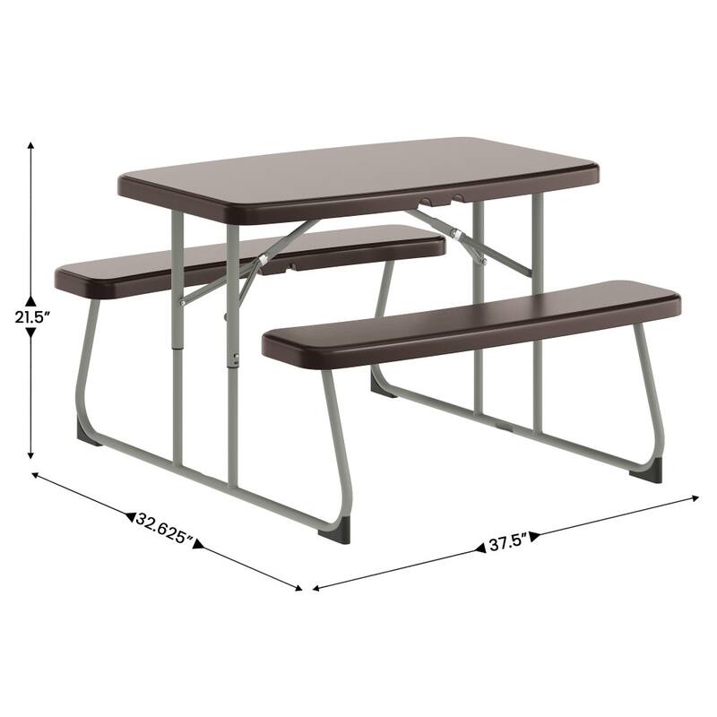 Indoor/Outdoor Commercial Grade Kids Folding Picnic Table with Benches - 37.5"D x 32.625"W x 21.5"H