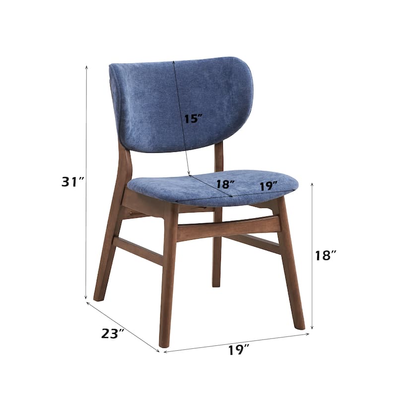 Fabric Upholstered Side Chair Set of 2 with Wood Finish Padded Seat